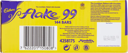 Cadbury Flake 99 Milk Chocolate Bars, Perfect for Ice Creams, Baking and Culinary Use (Box of 144 Bars)