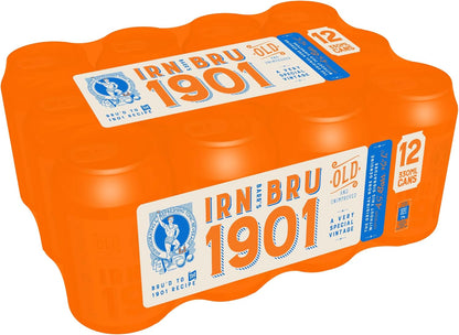 IRN-BRU 1901, 24 Pack A Very Special Vintage Recipe, No Caffeine, Full Sugar, Taste The First Ever IRN-BRU Recipe - 24 x 330ml Cans