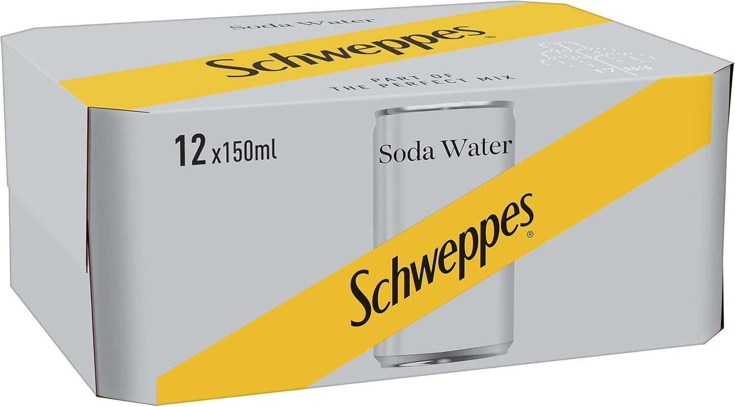 Schweppes Soda Water, 12 x 150 ml Cans