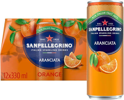 San Pellegrino Italian Sparkling Drinks Tastefully Light Sparkling Lemon & Mint Canned Soft Drink 12 x 330ml, 74 kCals per Can