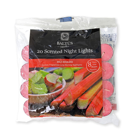 Scented Tea Light Candles Wild Rhubarb 20pcs Mini Wax Night Lights 8hrs Burn
