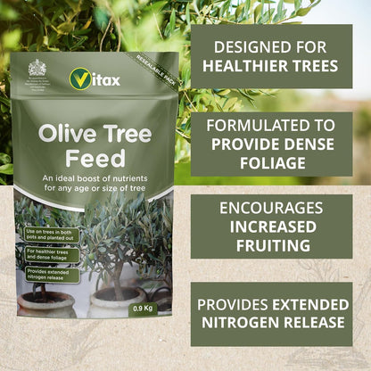 Olive Tree Feed, Suitable For Borders, Pots & Containers, Encourages Healthy Growth, Plant Food, and Garden Products – 900 g (Single Pack)