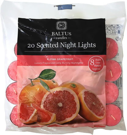 20pc Scented Tealights Night Candle Pink Grapefruit 8hrs Burning Time by Baltus