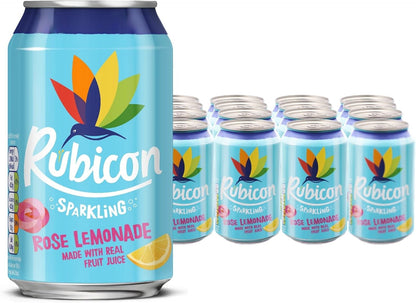 Rubicon 24 Pack Sparkling Guava Flavoured Fizzy Drink with Real Fruit Juice, Handpicked Fruits for a Temptingly Intense Taste "Made of Different Stuff" - 24 x 330ml Cans