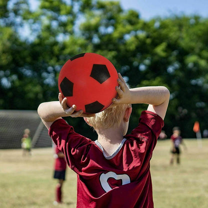 OnlineStreet Size 4 Football - Sponge Foam Soccer Ball; Ideal for Outdoor Games for Kids, Indoor Football, Kids’/Adults’ Garden Games, and Beach Games for Families (17.5 cm) (Red)