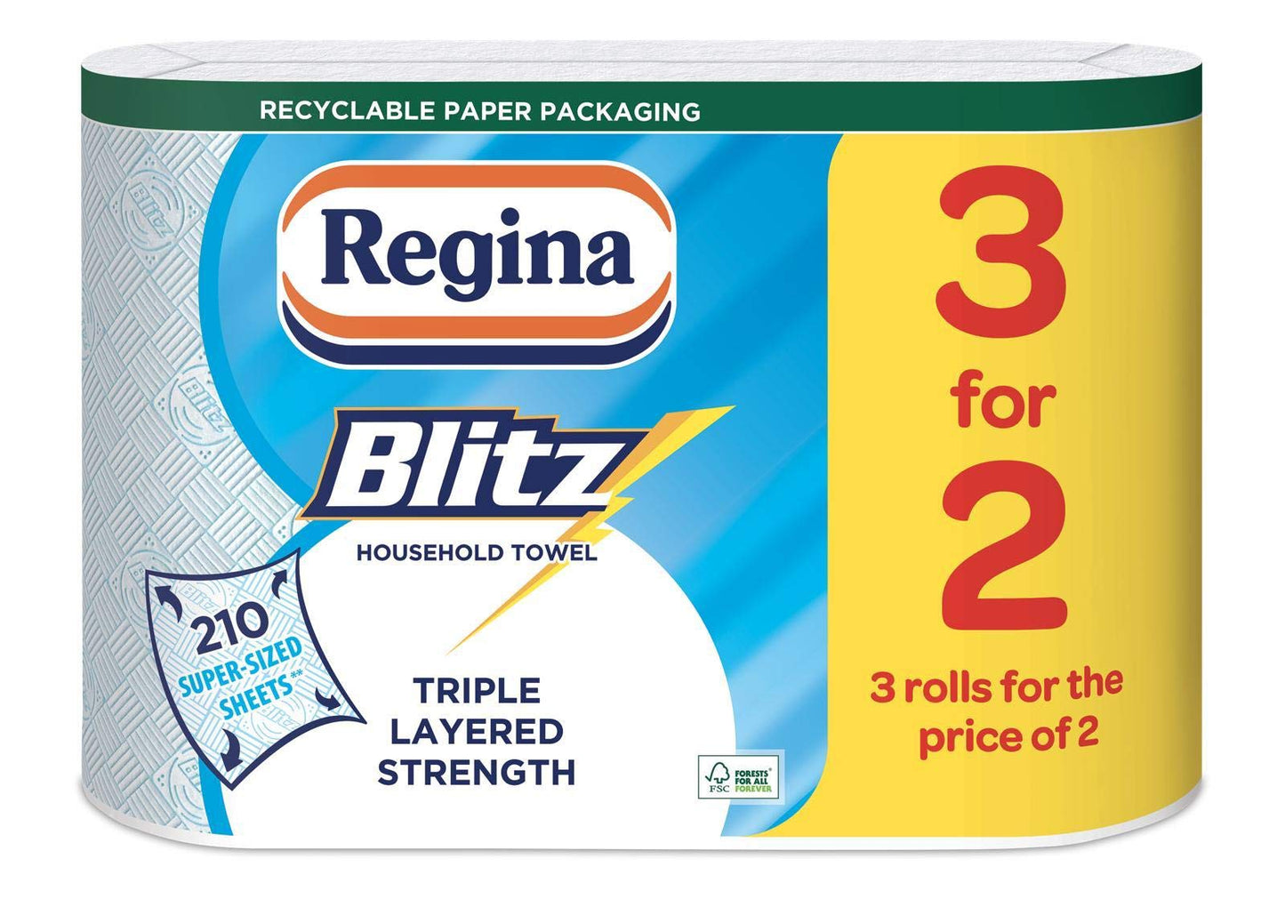 Regina Blitz 12 Rolls Original Kitchen Rolls in Recycled ECO Paper Bag