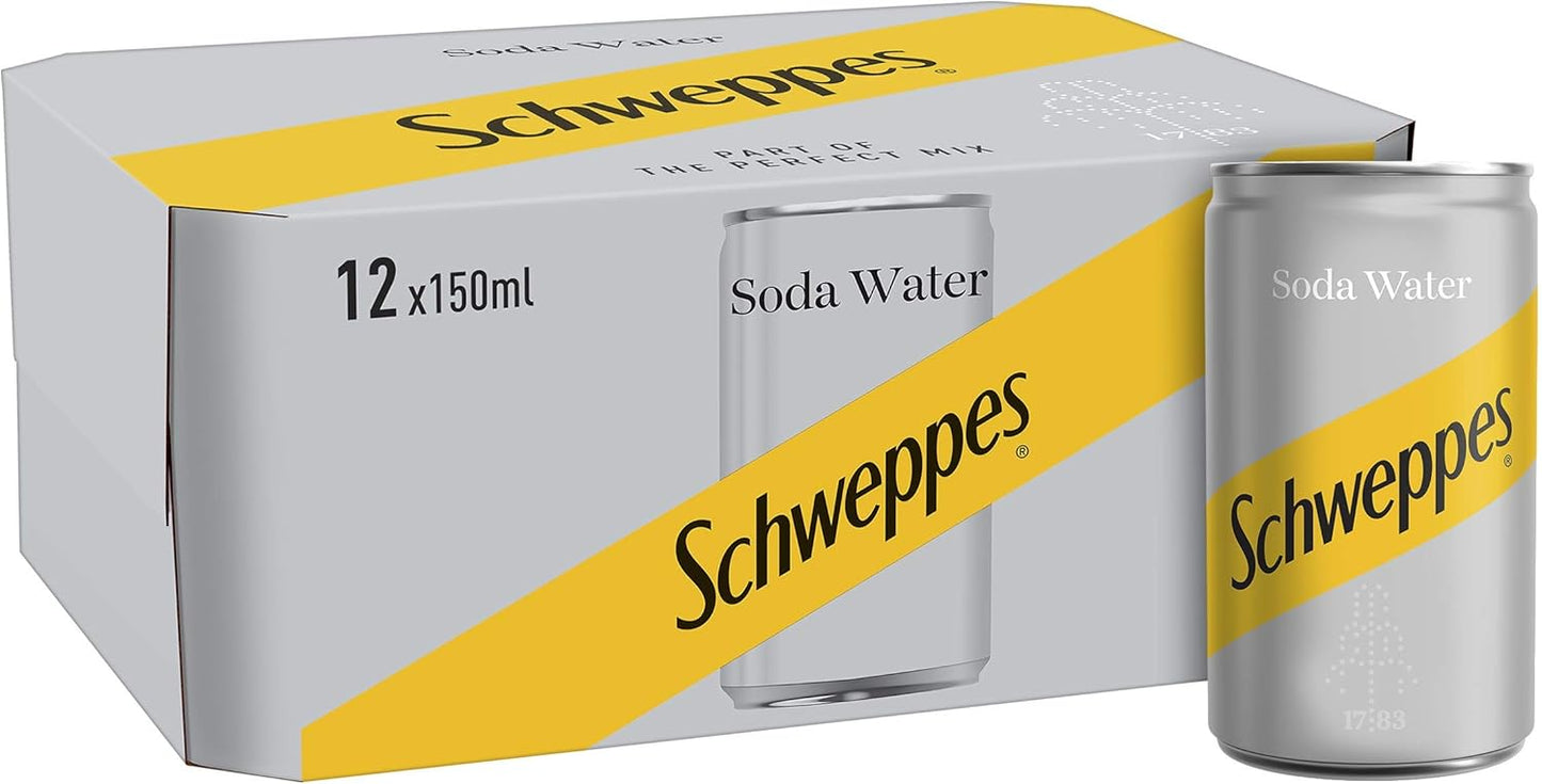Schweppes Soda Water, 12 x 150 ml Cans