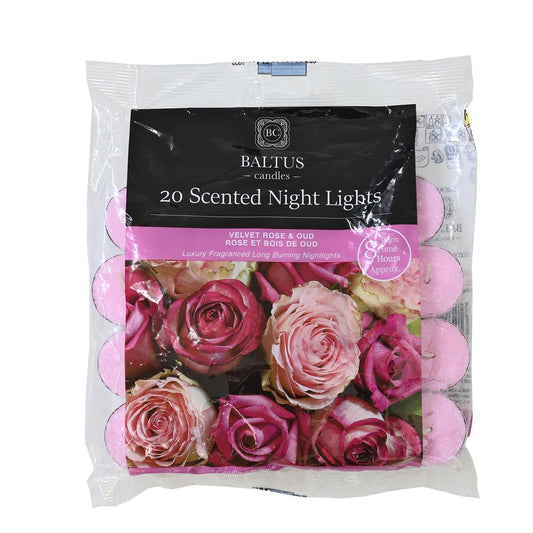 20pc Scented Tealights Night Candle Velvet Rose & Oud 8hrs Burning Time Baltus
