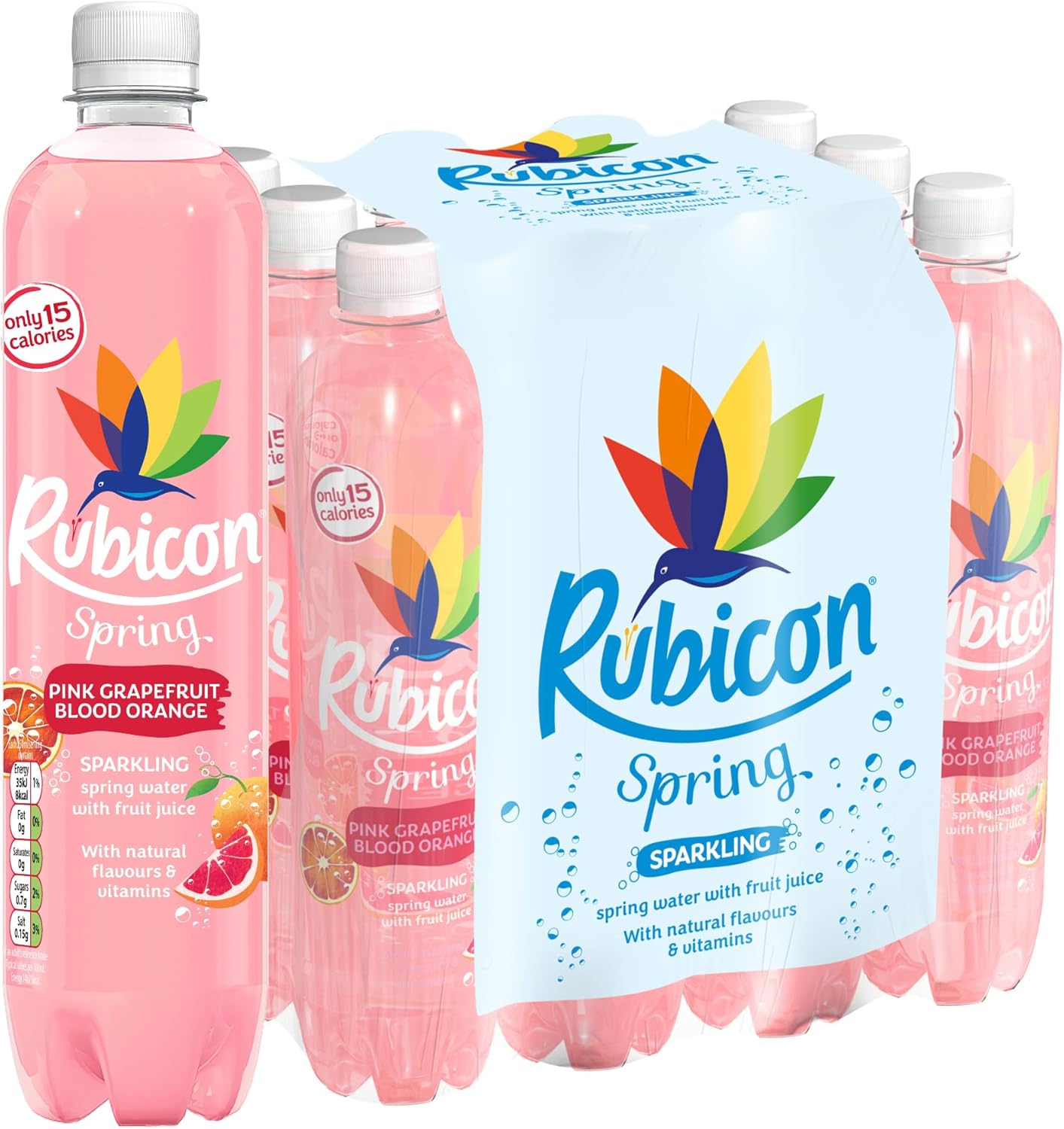 Rubicon Spring Vits Black Cherry Pomegranate Still Vitamin Water - 15 Calories per bottle for healthy hydration - Drinks Multipack 12 x 500ml Bottles