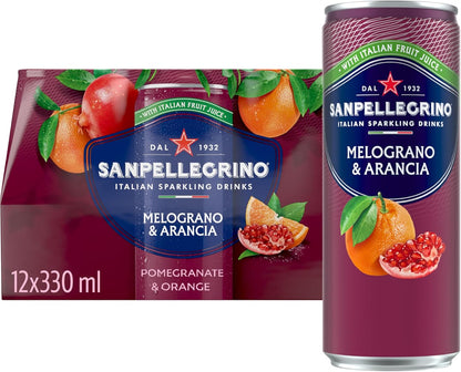 San Pellegrino Italian Sparkling Drinks Tastefully Light Sparkling Lemon & Mint Canned Soft Drink 12 x 330ml, 74 kCals per Can
