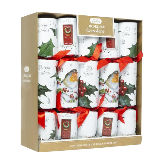OnlineStreet Classic Christmas Party Crackers for loved ones | Birthday Party Crackers | Luxury Christmas Party Crackers | Multicolour (Robin & Holly - Pack of 10)