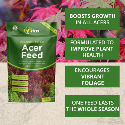Vitax Acer Feed, Suitable For All Japanese Maple In Borders, Pots & Containers, Promotes For Strong Healthy Growth: 0.9Kg Pouch