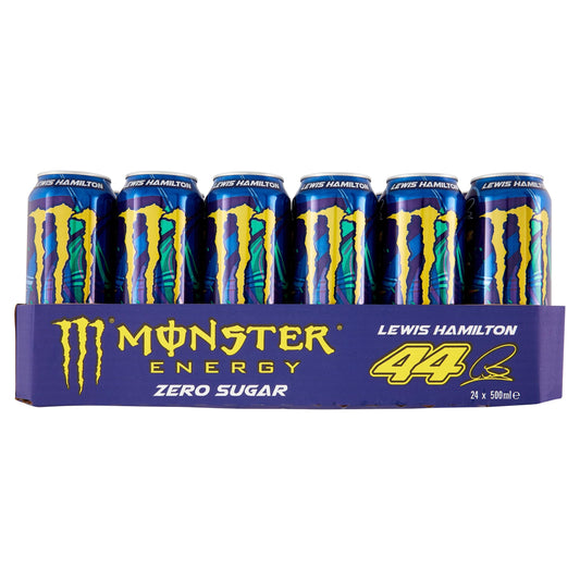 Monster Energy LH44 Lewis Hamilton - 24 x 500ml Cans, Energy Drink Zero Sugar with Caffeine, L-Carnitine, Soft Peach Flavour Energy Drink, Vegan