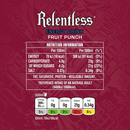 Relentless Can Fruit Punch 500 ml (Pack of 12)