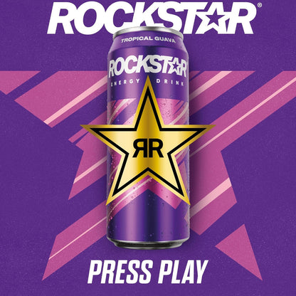 Rockstar, Punched Energy Drink Tropical Caffeinated Drink with Taurine Guarana Ginseng BVitamins 500 ml cans, Guava (Pack of 12)