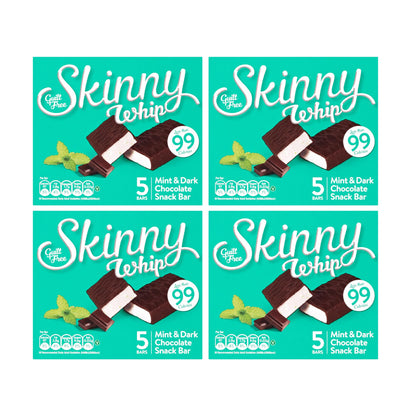 New Skinny Whip Snack bars less than 99 Calories 5 Variations Multi-Pack (Mint & Dark Chocolate, 4 Boxes)