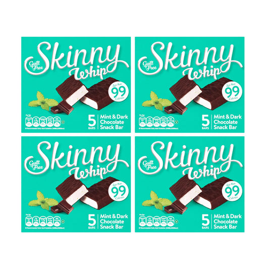 New Skinny Whip Snack bars less than 99 Calories 5 Variations Multi-Pack (Mint & Dark Chocolate, 4 Boxes)