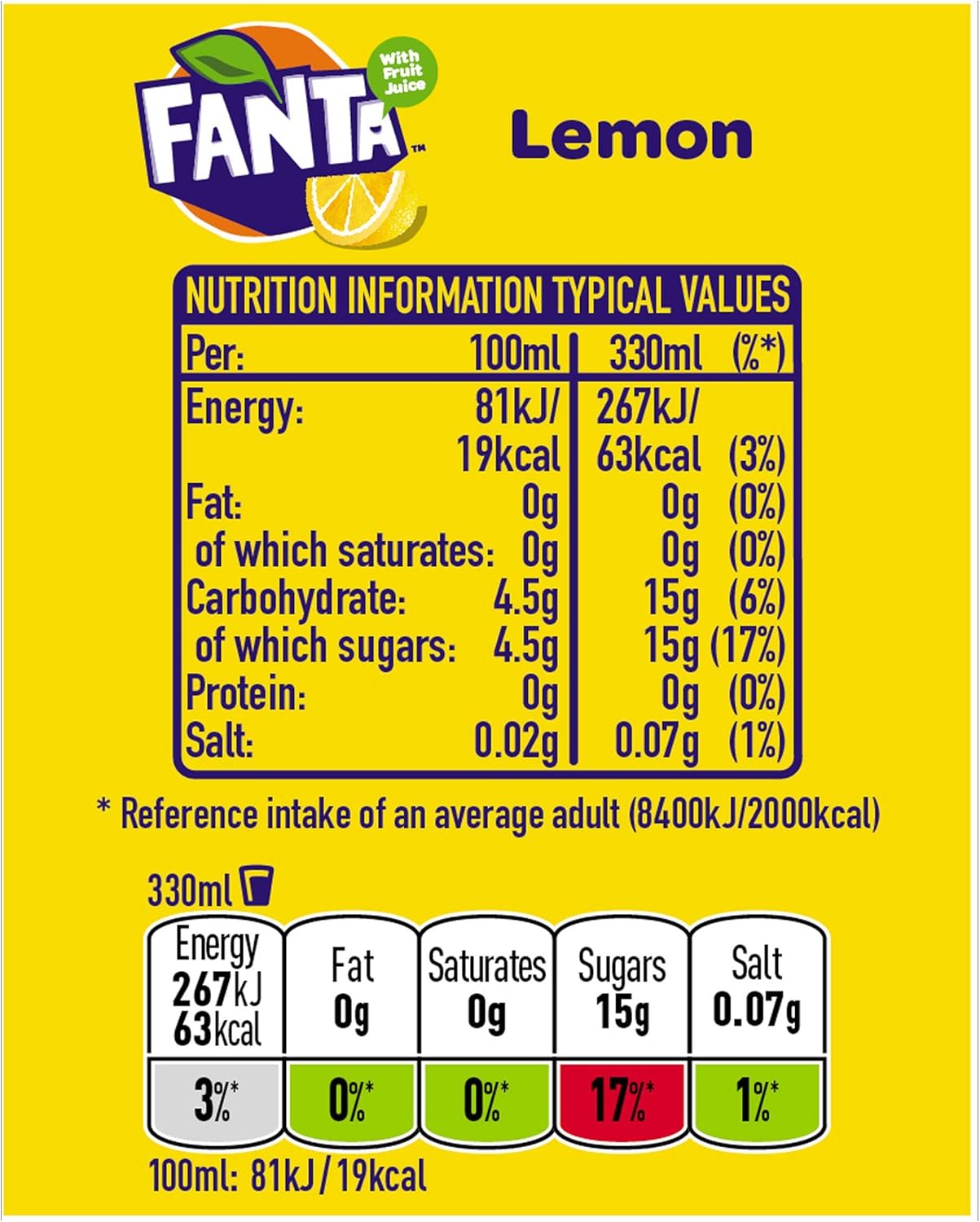 Fanta Lemon 24 x 330ml Cans, 5017726153281