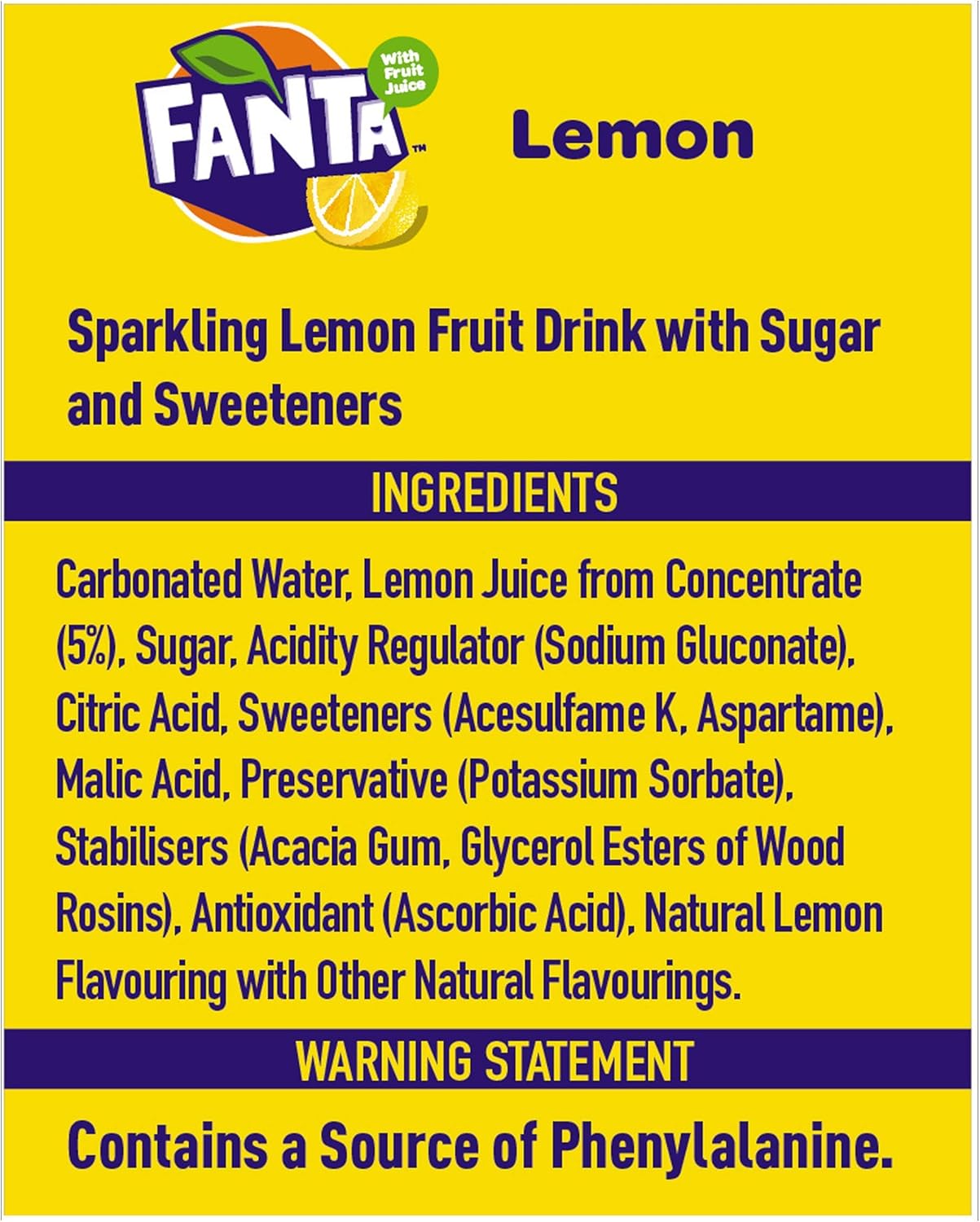 Fanta Lemon 24 x 330ml Cans, 5017726153281