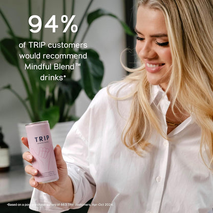 TRIP Mindful Blends - Mixed Pack Sparkling Drink with 1440MG Magnesium + Lion’s Mane + Chamomile + Lemon Balm. Low Calorie and Vegan (Pack of 12 x 250ml)