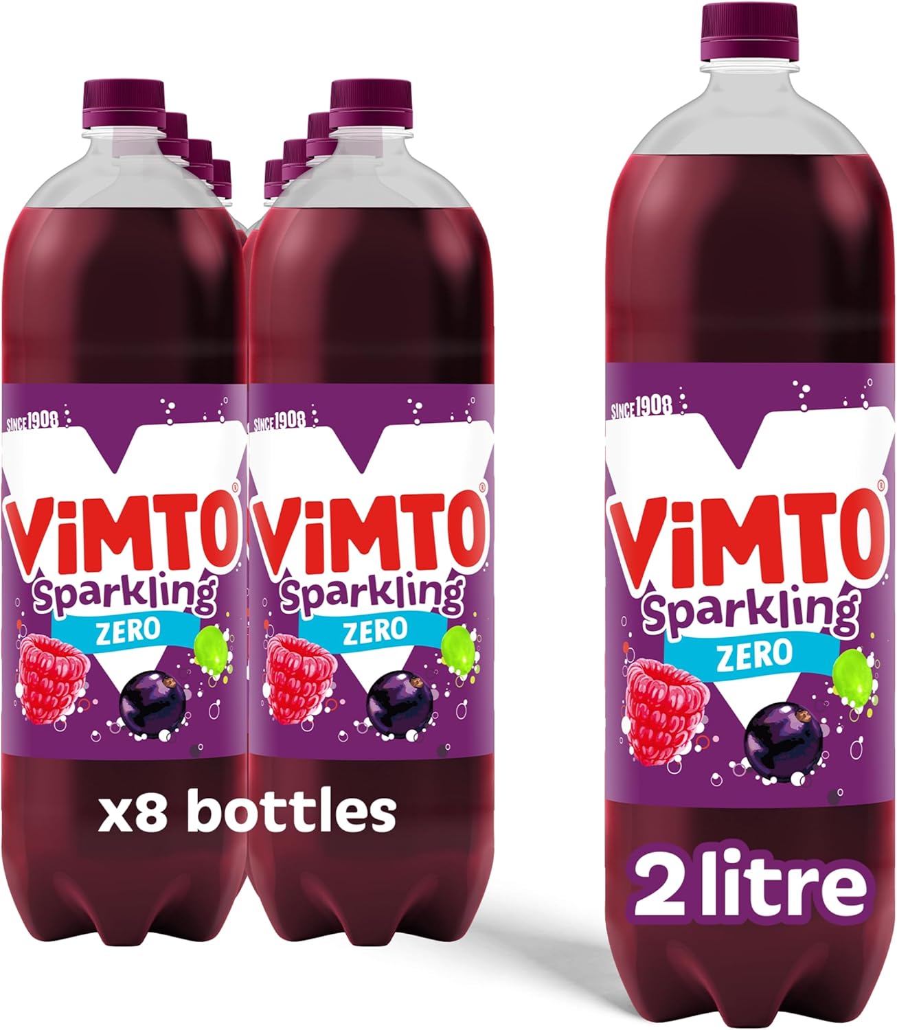 Vimto Original Real Fruit, Blackcurrant, Grape & Raspberry - No Added Sugar Fizzy Fruity Soft Drink - Multipack Cans (24 X 330ml)