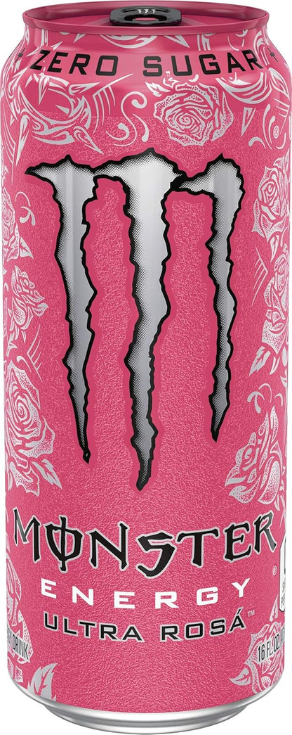 Monster Energy Ultra Rosá sugar-free energy drink, 473 ml (pack of 24).