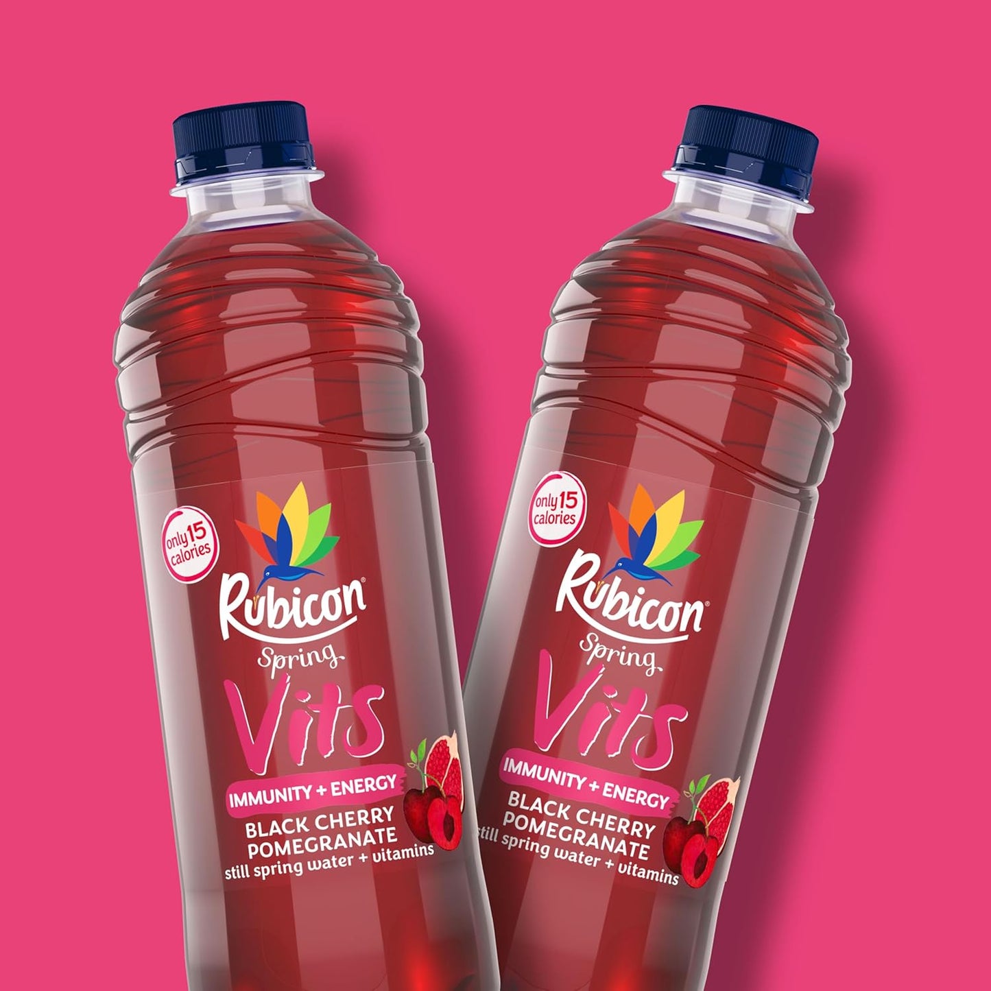Rubicon Spring Vits Black Cherry Pomegranate Still Vitamin Water - 15 Calories per bottle for healthy hydration - Drinks Multipack 12 x 500ml Bottles