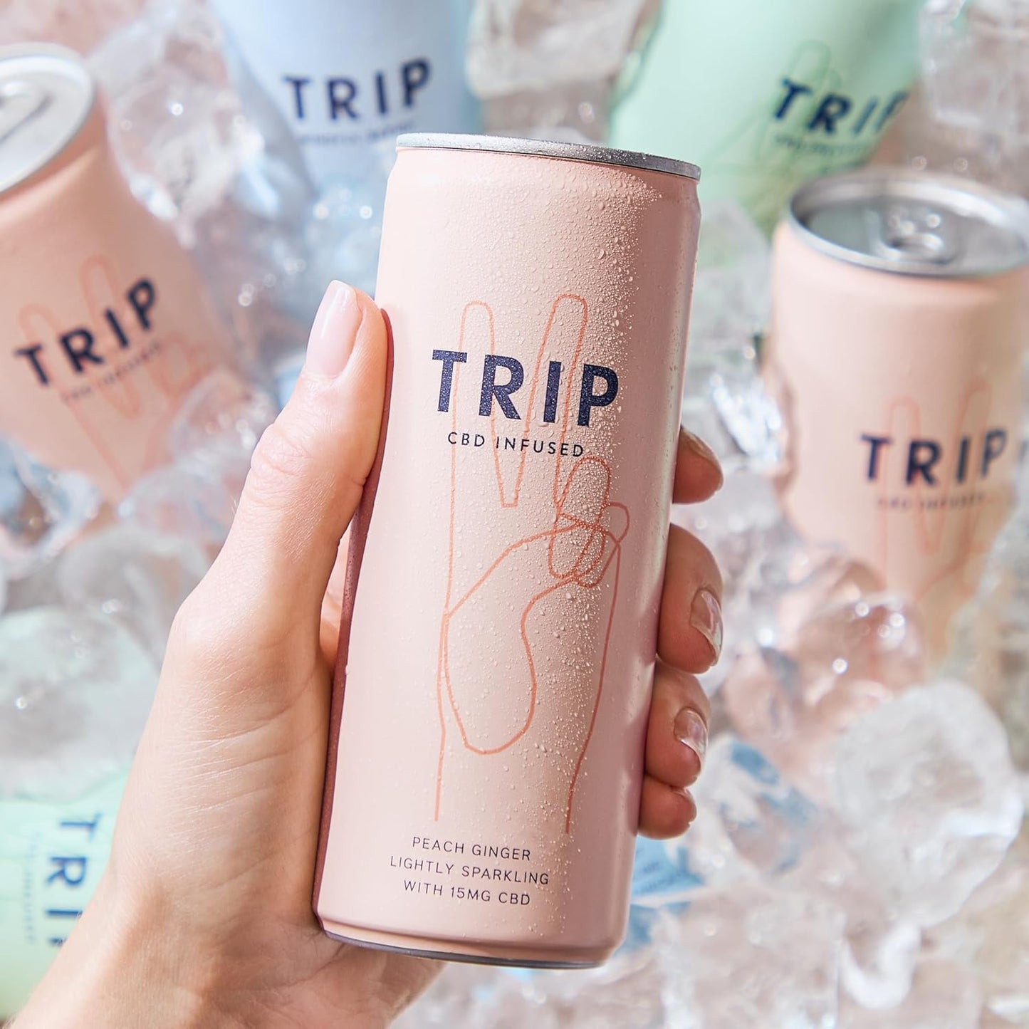 TRIP CBD Drink, Sparkling Peach Ginger Fizzy Drink, Low Calorie, Vegan (Pack of 12 x 250ml)