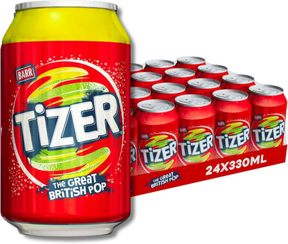 BARR Tizer 24 Pack Citrus Flavoured Fizzy Drink "Fizzingly Fun" - 24 x 330ml Cans