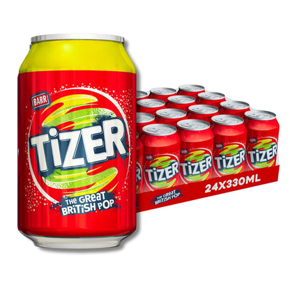 BARR Tizer 24 Pack Citrus Flavoured Fizzy Drink "Fizzingly Fun" - 24 x 330ml Cans