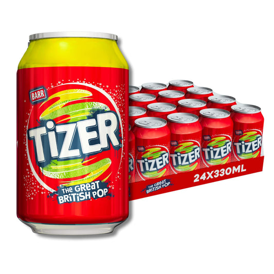 BARR Tizer 24 Pack Citrus Flavoured Fizzy Drink "Fizzingly Fun" - 24 x 330ml Cans