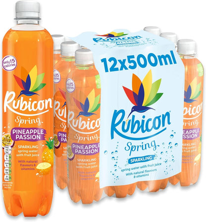 Rubicon Spring Vits Black Cherry Pomegranate Still Vitamin Water - 15 Calories per bottle for healthy hydration - Drinks Multipack 12 x 500ml Bottles