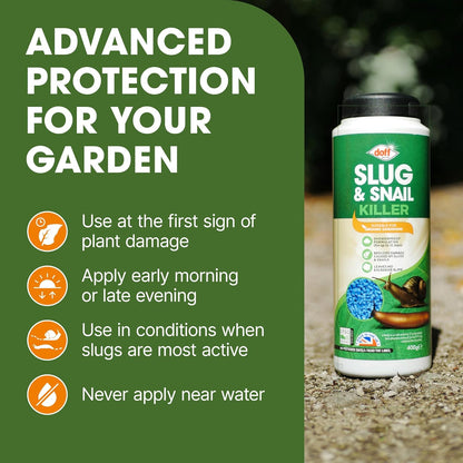 Doff Slug & Snail Killer - 400g Slug Pellets for Garden - Ferric Phosphate Slug and Snail Pellets - Long Lasting Pest Control in Damp Conditions for Up to 14 Days - Crop Friendly