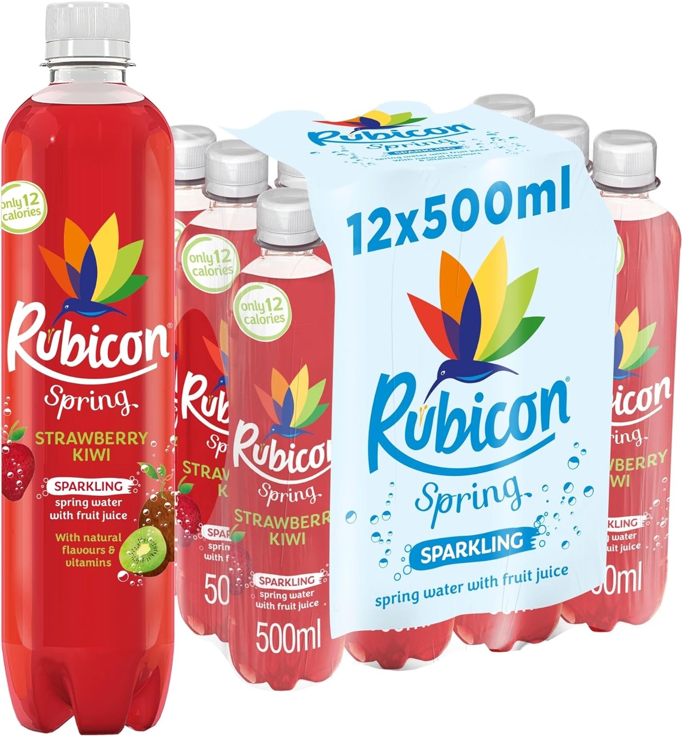 Rubicon Spring Vits Black Cherry Pomegranate Still Vitamin Water - 15 Calories per bottle for healthy hydration - Drinks Multipack 12 x 500ml Bottles