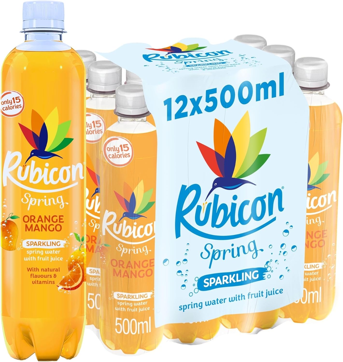 Rubicon Spring Vits Black Cherry Pomegranate Still Vitamin Water - 15 Calories per bottle for healthy hydration - Drinks Multipack 12 x 500ml Bottles