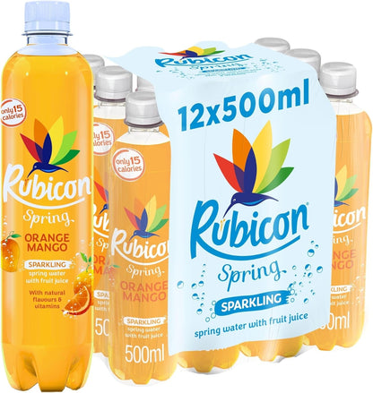 Rubicon Spring Vits Black Cherry Pomegranate Still Vitamin Water - 15 Calories per bottle for healthy hydration - Drinks Multipack 12 x 500ml Bottles