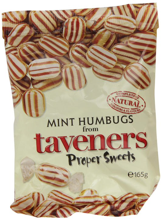 Taveners Mint Humbugs 165 g (Pack of 12)