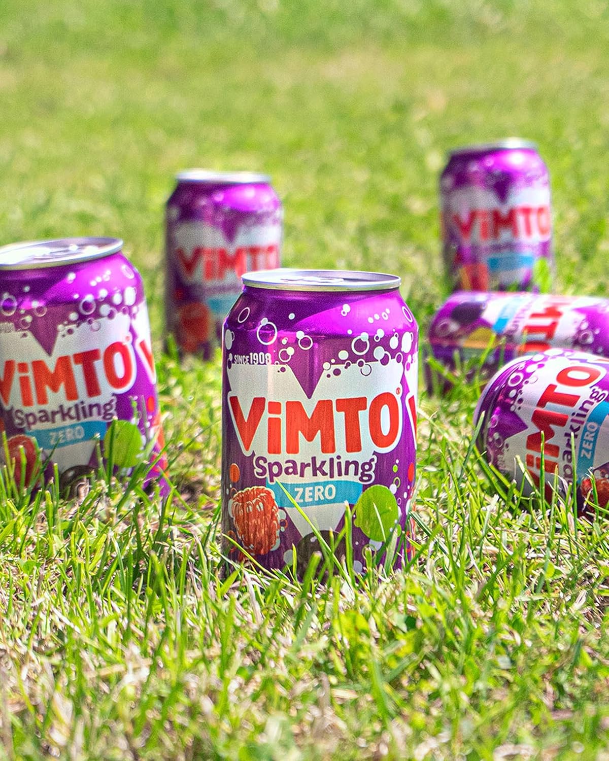 Vimto Original Real Fruit, Blackcurrant, Grape & Raspberry - No Added Sugar Fizzy Fruity Soft Drink - Multipack Cans (24 X 330ml)
