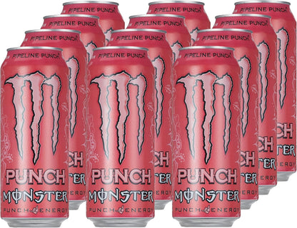 Monster Energy Pipeline Punch - Caffeinated Energy Drink with Refreshing Punch Flavour of Passion Fruit, Orange and Guava - in Practical Disposable Tins (12 x 500 ml)
