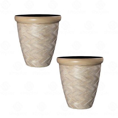 Artex Wave Textured Planter | Medium & Large Planters Variety – Modern Ripple Effect