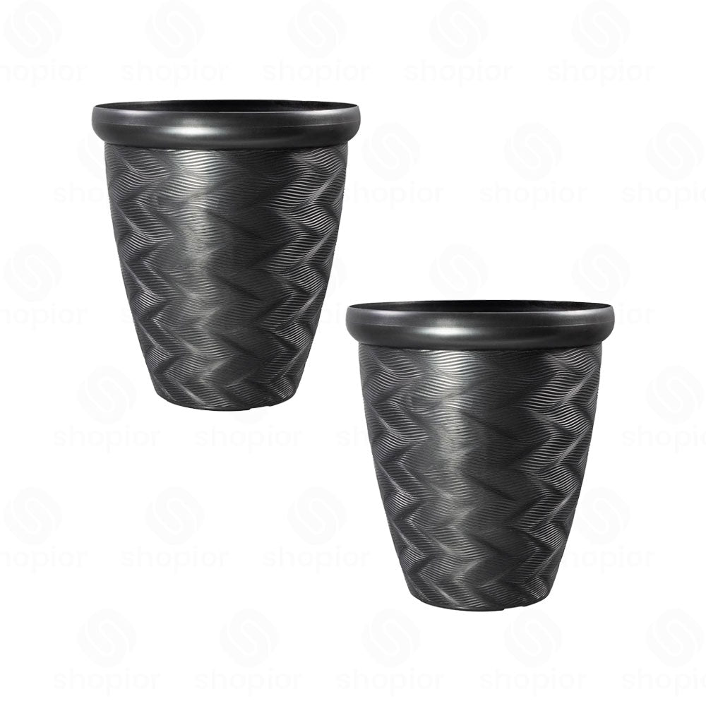 Artex Wave Textured Planter | Medium & Large Planters Variety – Modern Ripple Effect