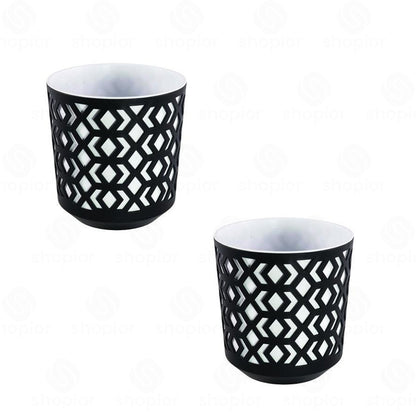 Aztec Planter 19.5cm | Modern Geometric 2-Tone Indoor & Outdoor Plant Pot | Garden Planters