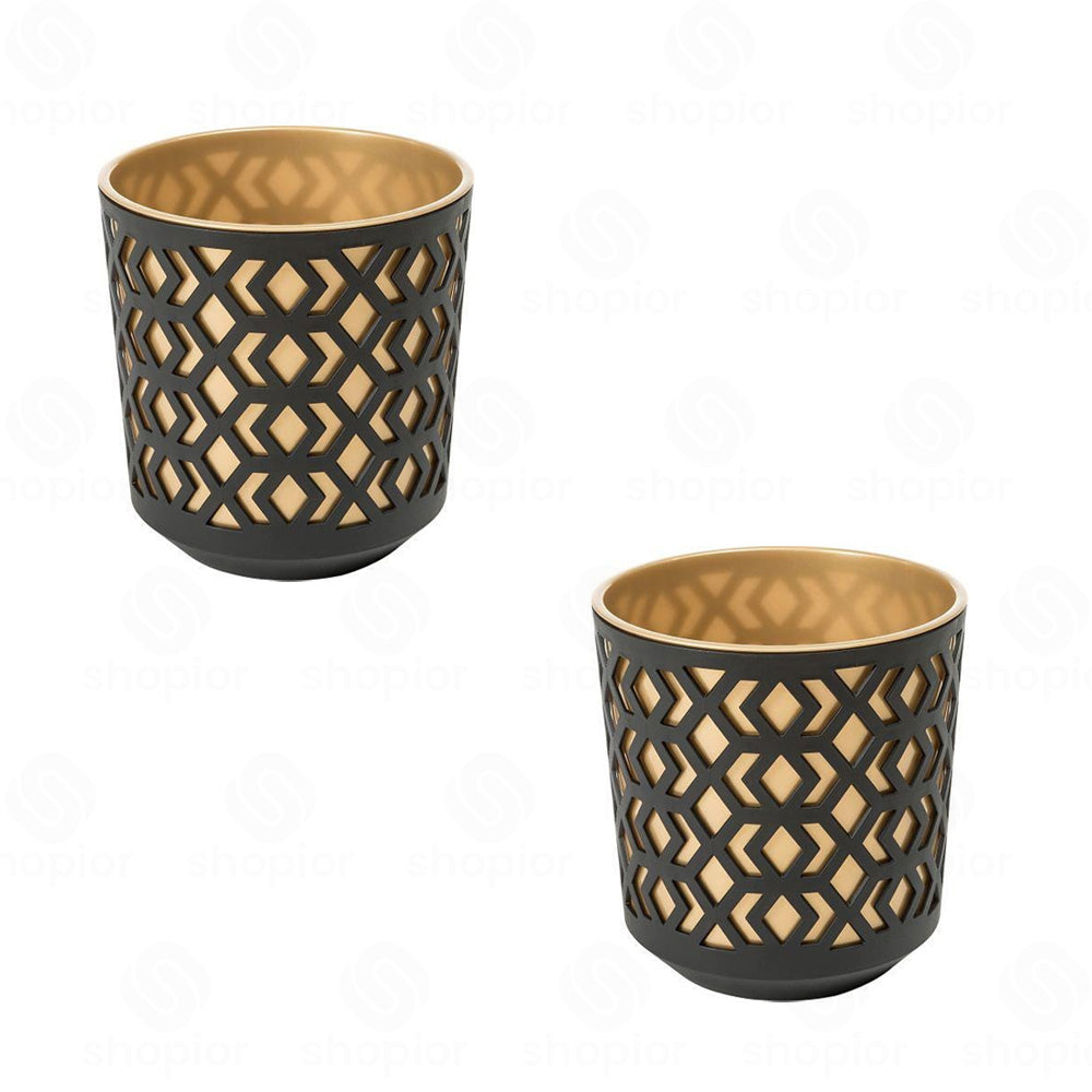 Aztec Planter 19.5cm | Modern Geometric 2-Tone Indoor & Outdoor Plant Pot | Garden Planters