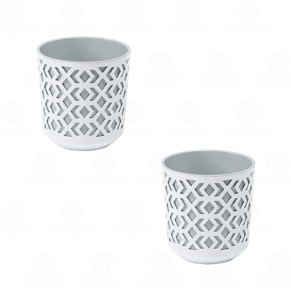 Aztec Planter 19.5cm | Modern Geometric 2-Tone Indoor & Outdoor Plant Pot | Garden Planters