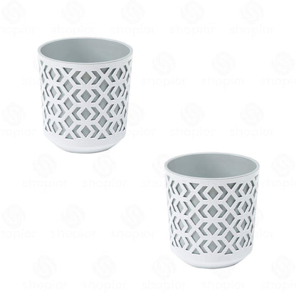 Aztec Planter 19.5cm | Modern Geometric 2-Tone Indoor & Outdoor Plant Pot | Garden Planters