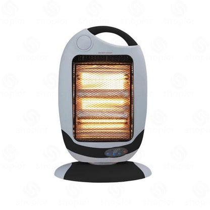 1200W Oscillating Halogen Heater – Portable 3 Bar Electric Space Heater with 3 Heat Settings | Adjustable Timer, Remote Control & Safety Protection