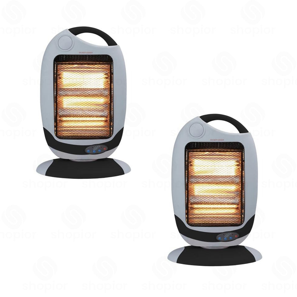 1200W Oscillating Halogen Heater – Portable 3 Bar Electric Space Heater with 3 Heat Settings | Adjustable Timer, Remote Control & Safety Protection