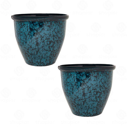 Bell Planters Squat Glazed Effect Decorative Plastic Garden Pots for Indoor Outdoor Use | Flower, Herb & Succulent Plant Pots