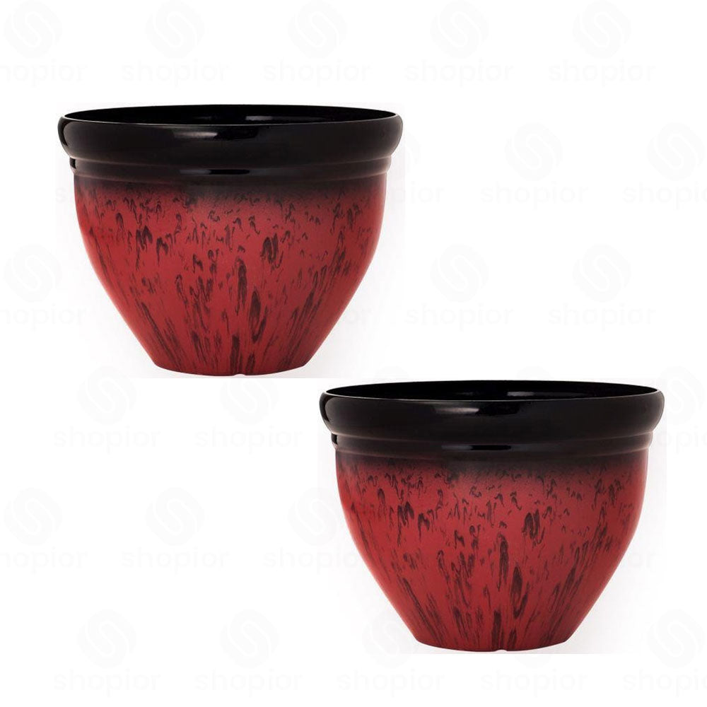 Bell Planters Squat Glazed Effect Decorative Plastic Garden Pots for Indoor Outdoor Use | Flower, Herb & Succulent Plant Pots