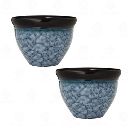 Bell Planters Squat Glazed Effect Decorative Plastic Garden Pots for Indoor Outdoor Use | Flower, Herb & Succulent Plant Pots